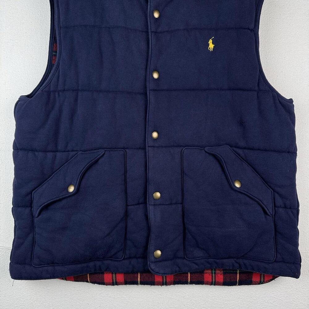 90’s Vintage Polo Ralph Lauren Mens XL Cotton Puffer Vest Jacket Navy Blue *Read - Picture 6 of 9